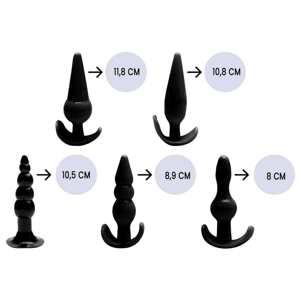 Kit 5 Plugs Silicone Tamanho Graduais - 33477