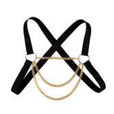 Harness Masculino em Couro com Correntes Douradas - 9350