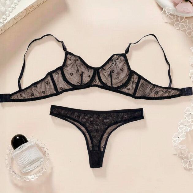 Lingerie Transparente com Tule de Coração – Melody