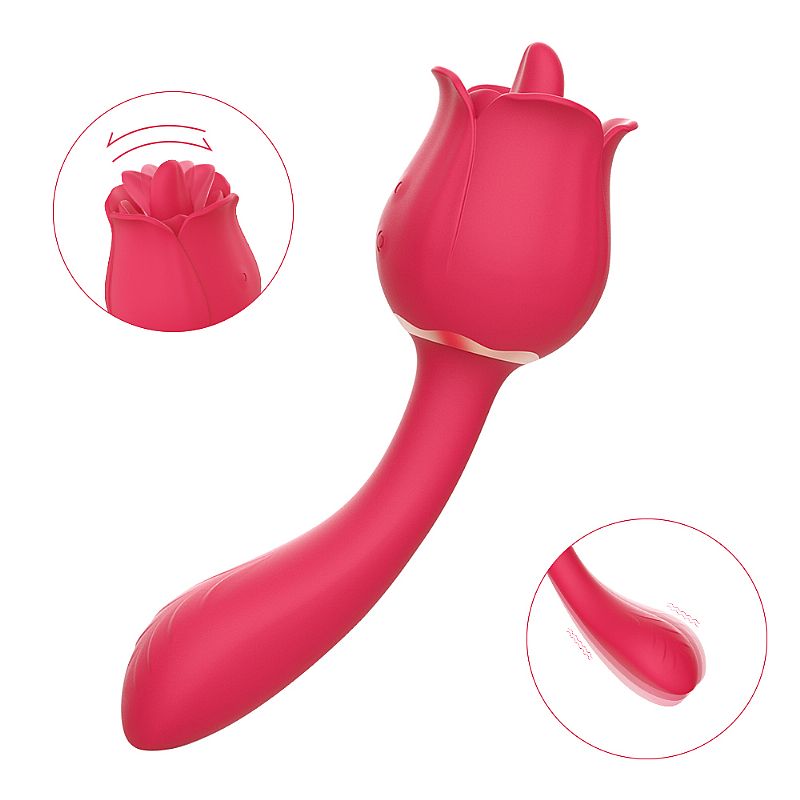 Rosa Com Lingua E Vibrador Flexível - 7007