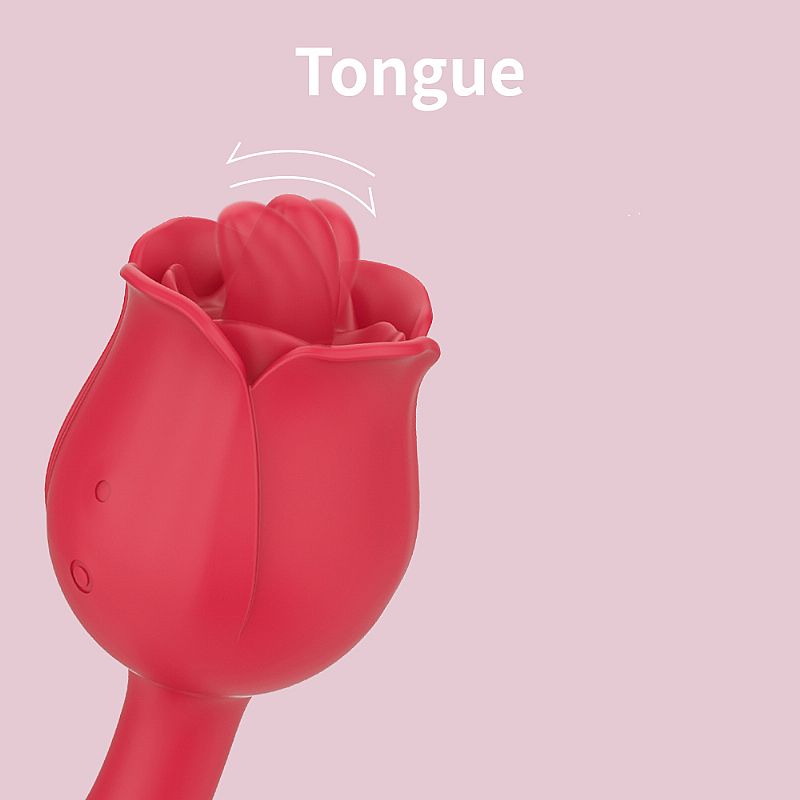 Rosa Com Lingua E Vibrador Flexível - 7007