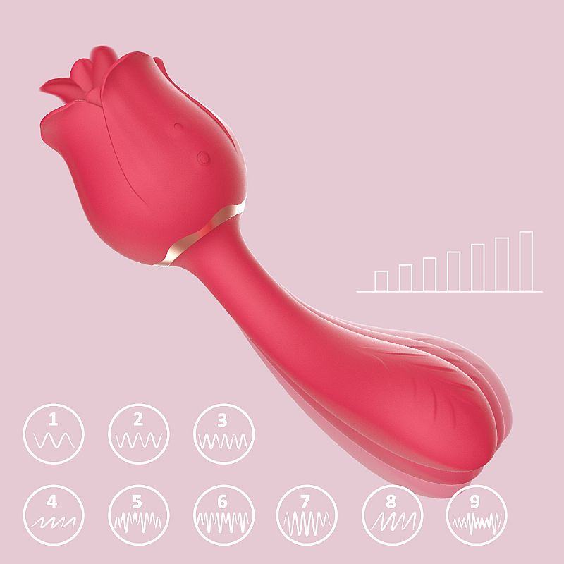Rosa Com Lingua E Vibrador Flexível - 7007
