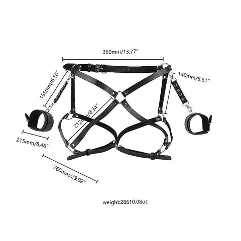 Cinta com Algemas Vermelha- Harness - 7049