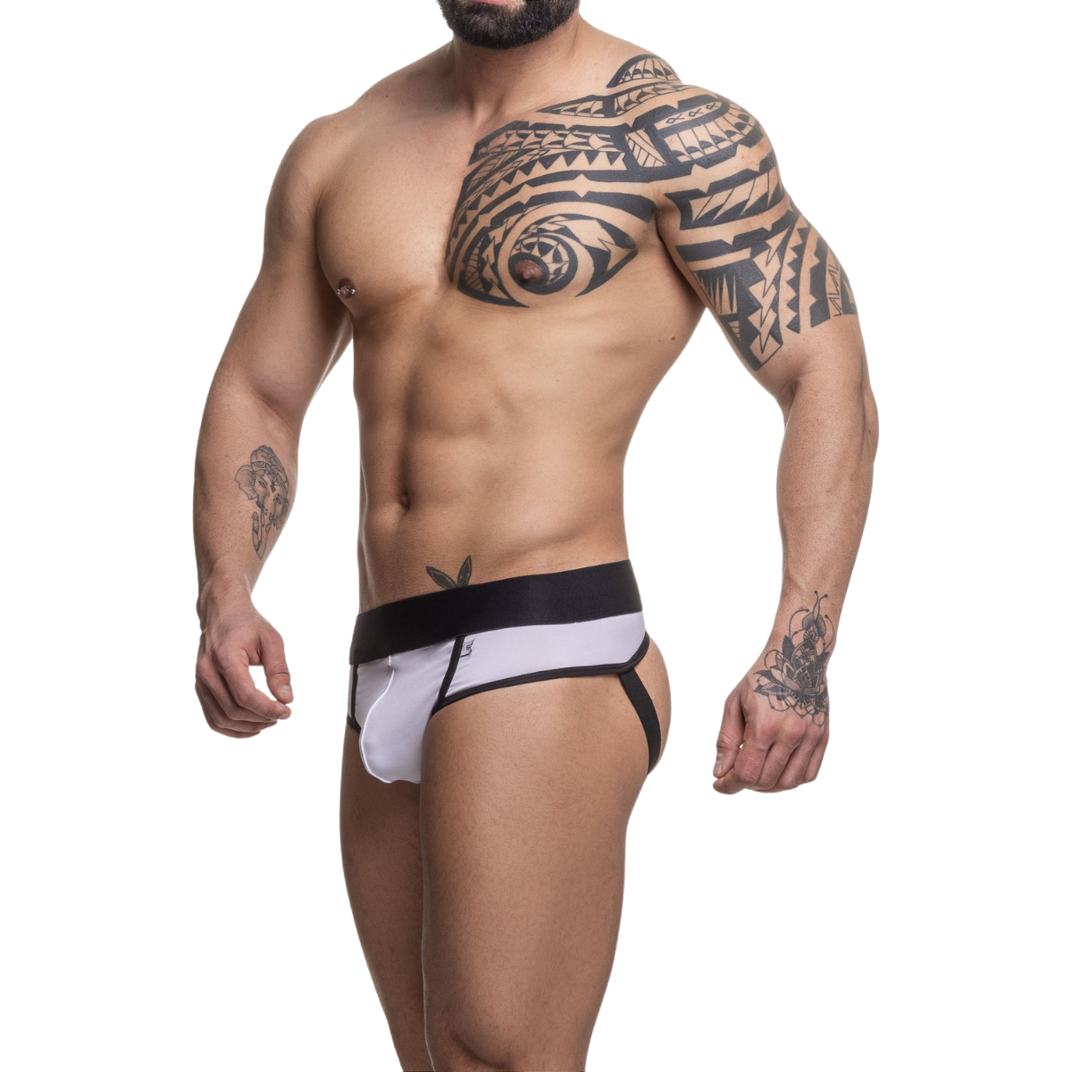 Cueca Slip Na Frente E Jock Atrás - Preto E Branco -Sd051