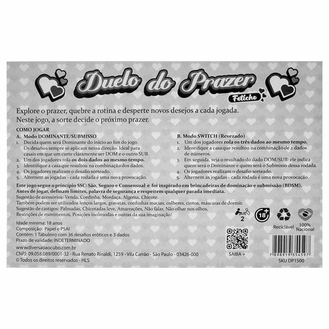Jogo Duelo Do Prazer Fetiche Diversão Ao Cubo - 36313