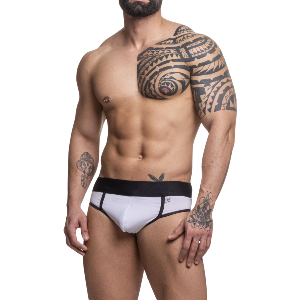 Cueca Slip Na Frente E Jock Atrás - Preto E Branco -Sd051