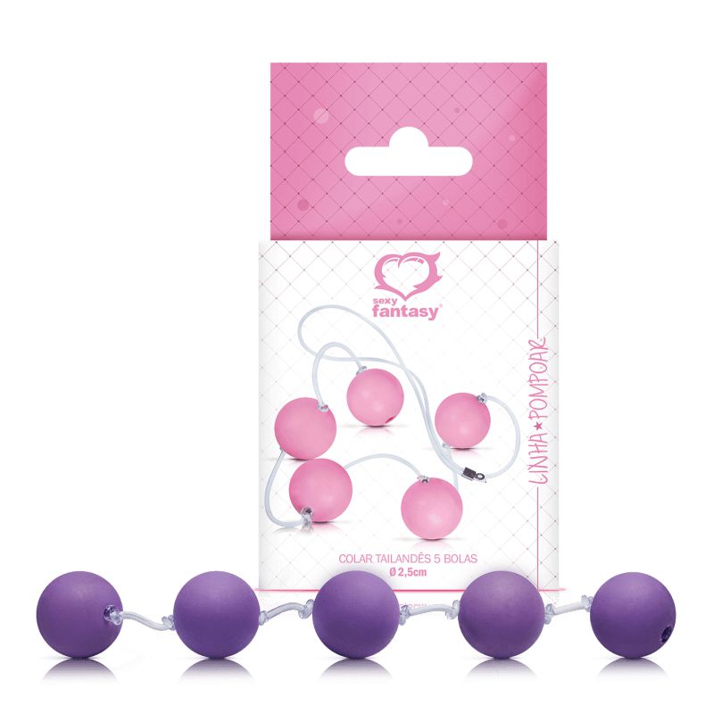 Colar Tailandês Cordão 5 Bolas Tam. M -184