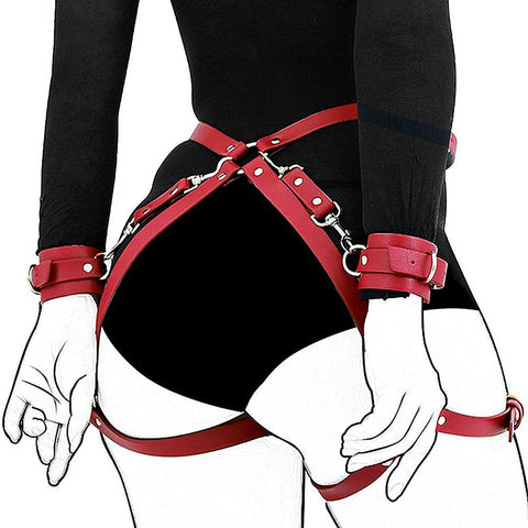Cinta com Algemas Vermelha- Harness - 7049