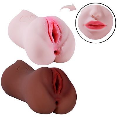 Masturbador Vagina e Ânus com Boca - 17,5x7,5cm - 9787