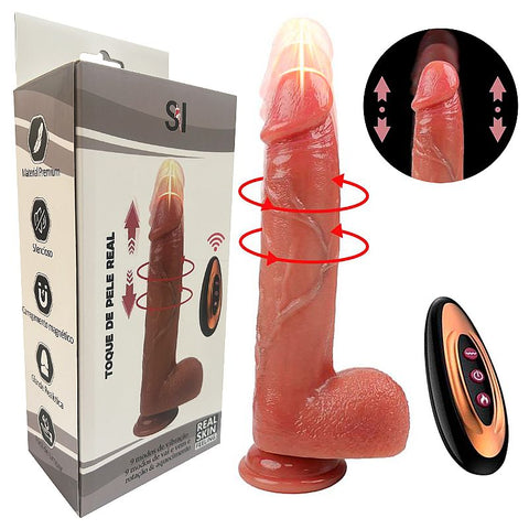 Pênis Realístico em Silicone Líquido com Vai e Vem / Rotativo e Aquecimento - 22,5 x 4,0 -  8825