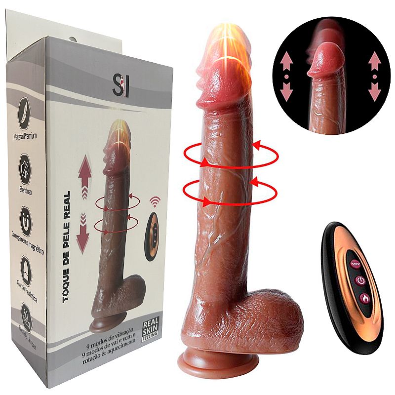 Pênis Realístico em Silicone Líquido com Vai e Vem / Rotativo e Aquecimento - 22,0 x 4,2 -  8828