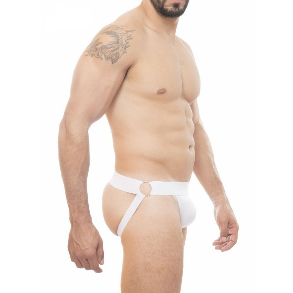 Jock Strap Branca Com Argolas -Sd024B