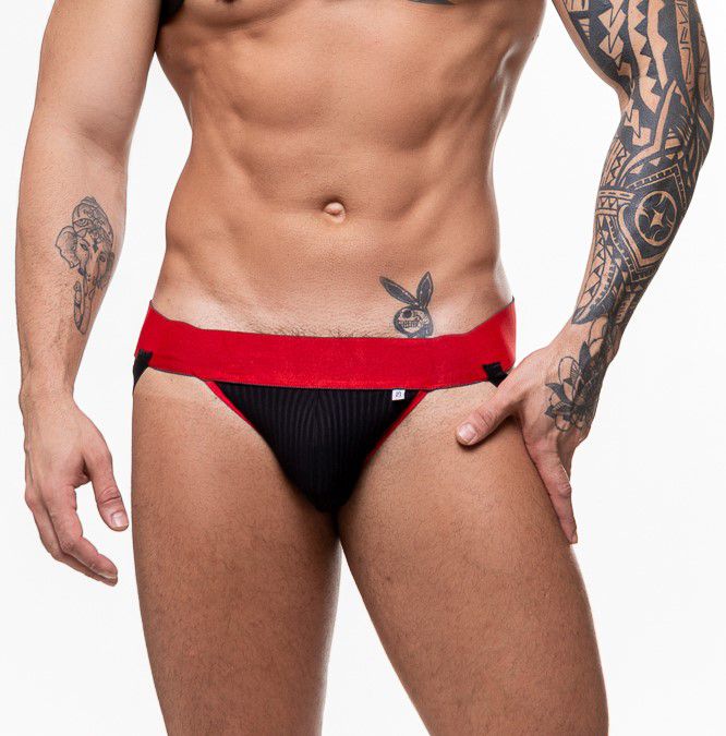 Jock Strap Preto E Vermelho -Sd127