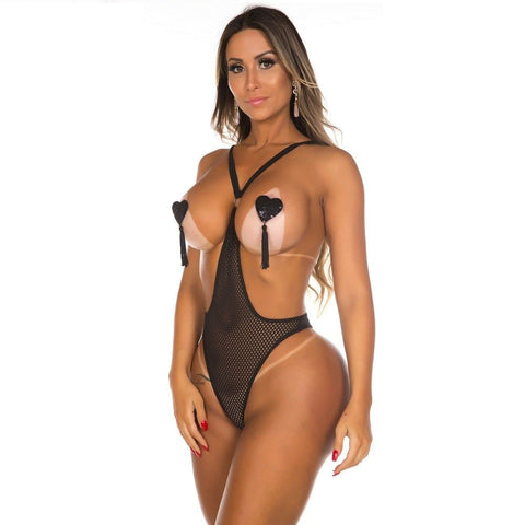 Body Arrastão Provocante com Argolas - 10665