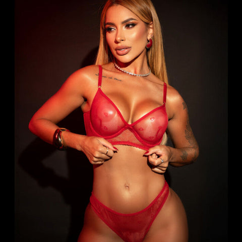 Lingerie Transparente com Tule de  Coração – Melody