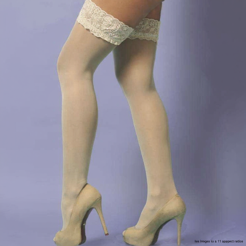 Meia Lisa 7/8 Com Renda E Silicone - Y2007
