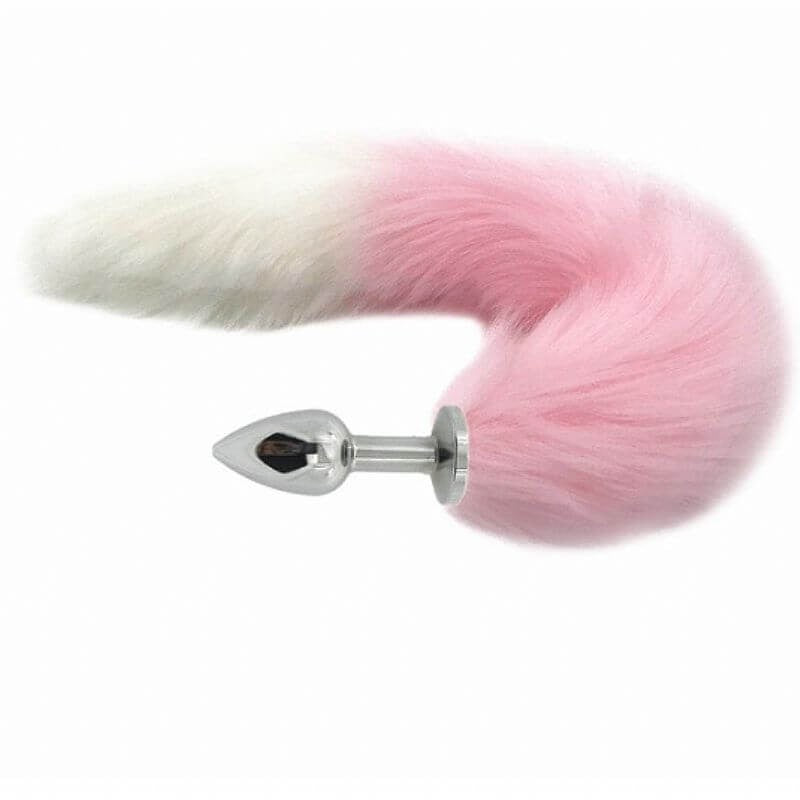 Plug Anal - M - C/ Rabo Rosa & Branco -6183