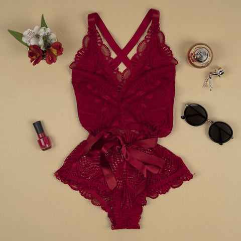 Body Rendado Com Fita - G037