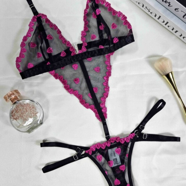 Body sensual em tule coração - 2115