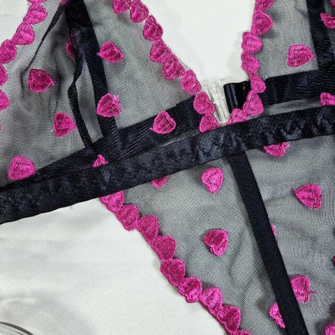 Body sensual em tule coração Brenda - 2115