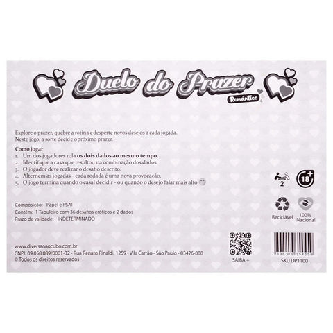 Jogo Tabuleiro e Dados - Duelo Romântico